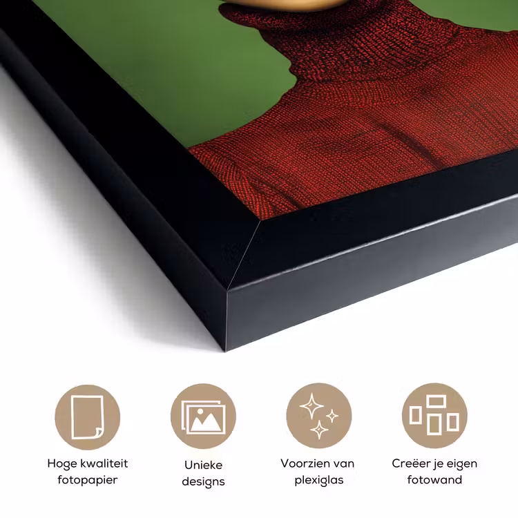 Poster met lijst - Vrouw - Groen - Bril - Aesthetic - Modern — 6