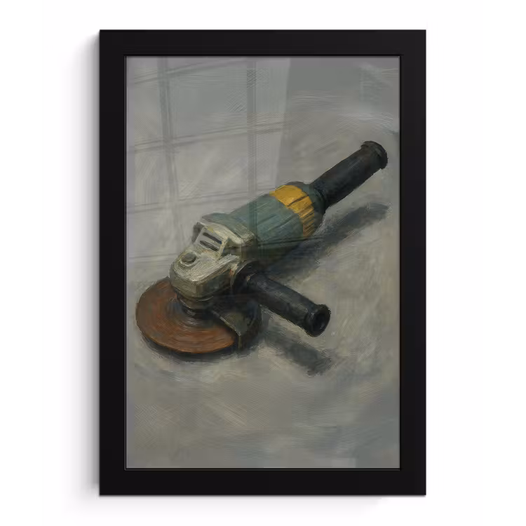 Poster met lijst - Haakse slijper - Schilderij - Gereedschap — 1