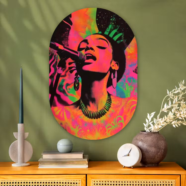 Wandoval Glas – Vrouw - Microfoon - Neon — 2