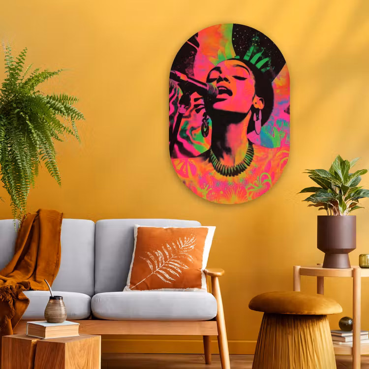 Wandoval Glas – Vrouw - Microfoon - Neon — 3