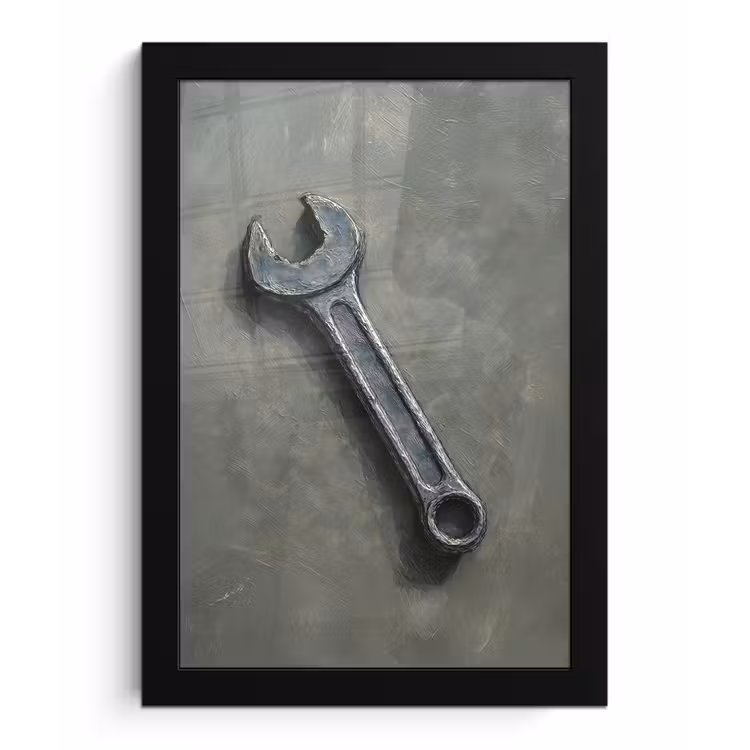 Poster met lijst - Steeksleutel - Schilderij - Gereedschap - Verf — 1