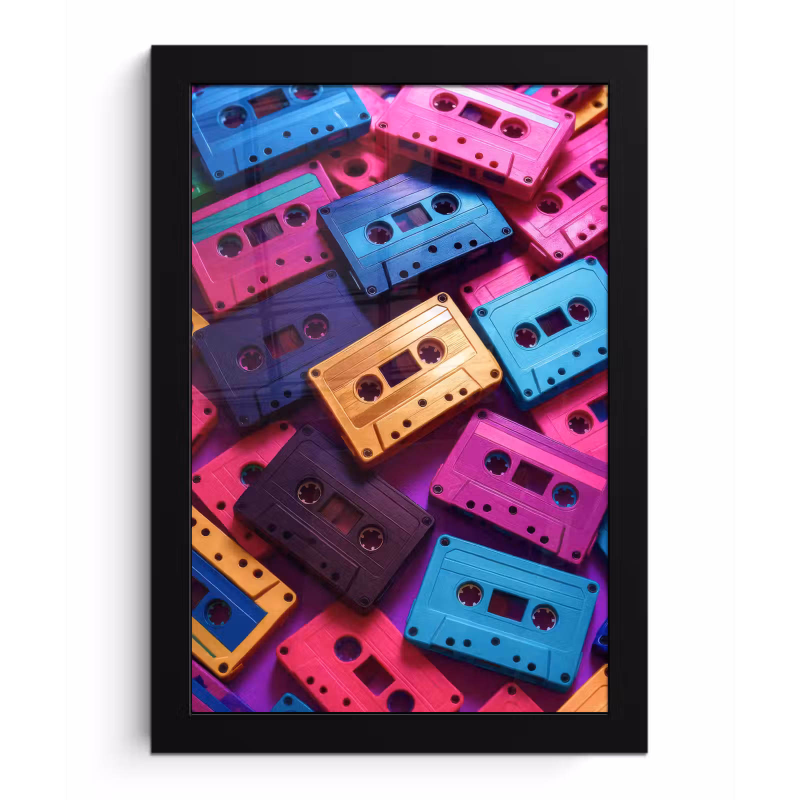 Poster met lijst - Cassetteband - Kleurrijk - Energiek — 1