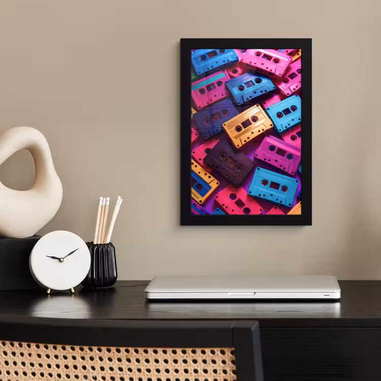 Poster met lijst - Cassetteband - Kleurrijk - Energiek — 2