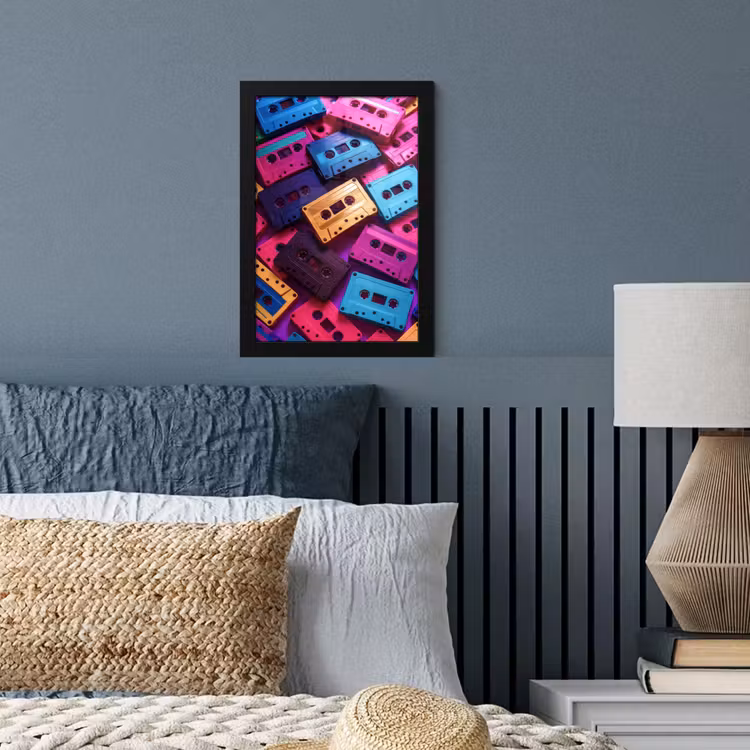 Poster met lijst - Cassetteband - Kleurrijk - Energiek — 3