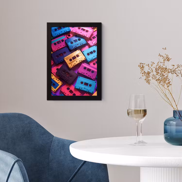 Poster met lijst - Cassetteband - Kleurrijk - Energiek — 4