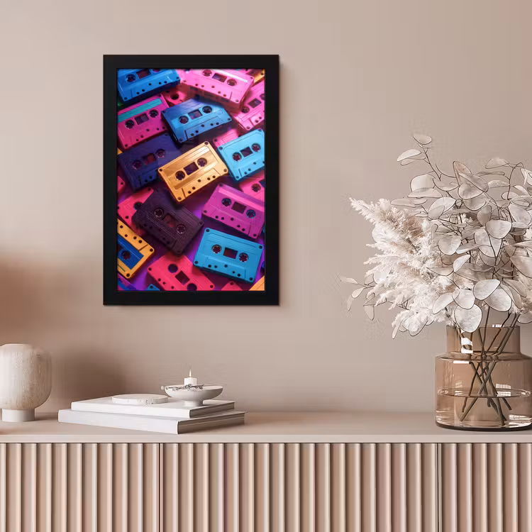 Poster met lijst - Cassetteband - Kleurrijk - Energiek — 5