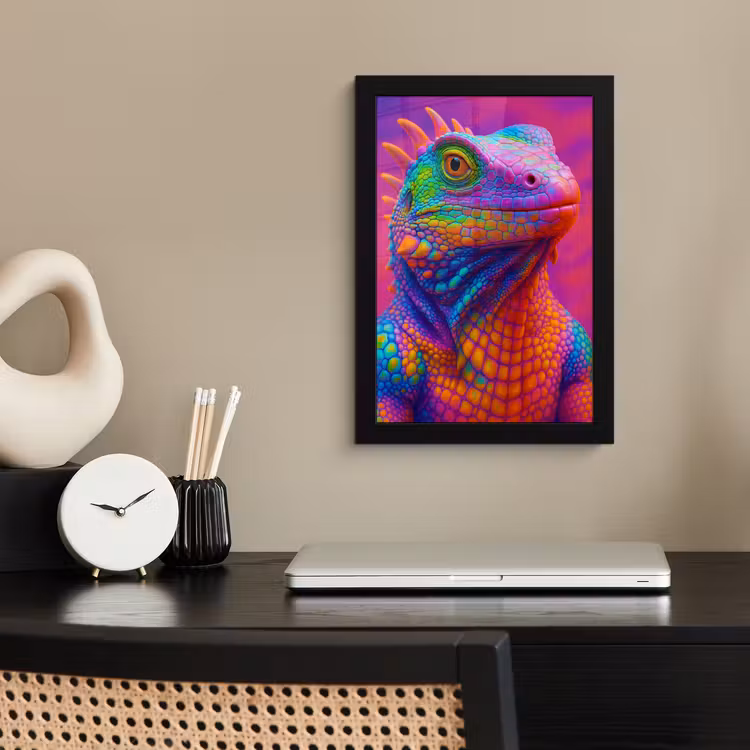 Poster met lijst - Kameleon - Dieren - Neon - Kleur — 2