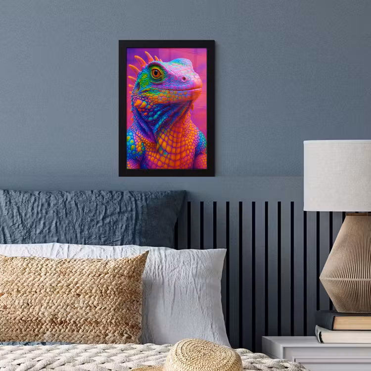 Poster met lijst - Kameleon - Dieren - Neon - Kleur — 3