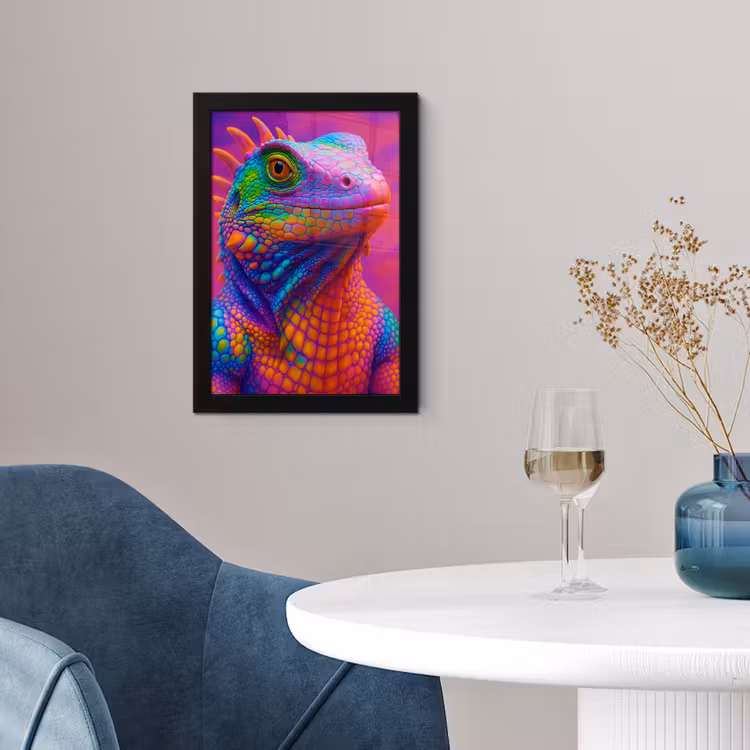Poster met lijst - Kameleon - Dieren - Neon - Kleur — 4