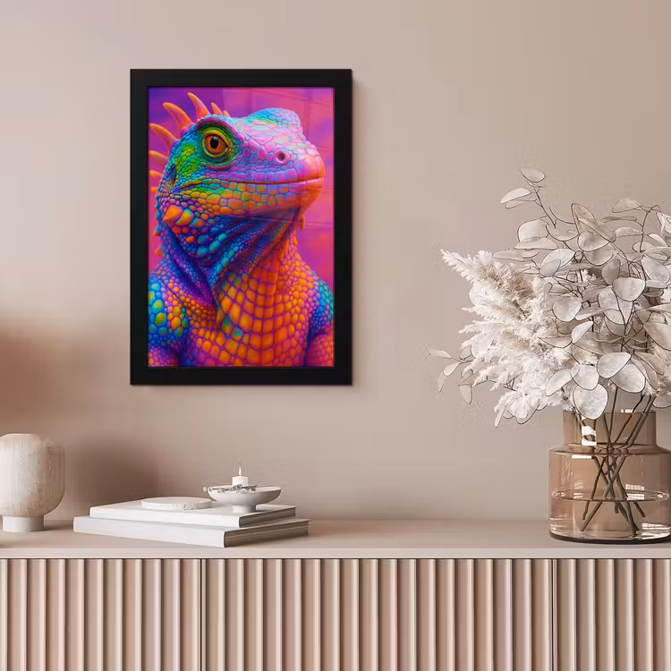 Poster met lijst - Kameleon - Dieren - Neon - Kleur — 5