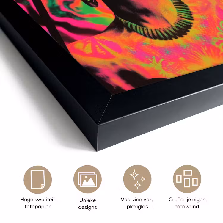 Poster met lijst - Vrouw - Microfoon - Neon — 6
