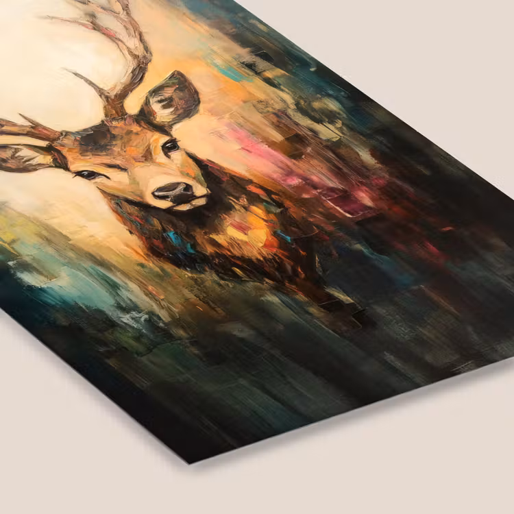 Poster met lijst - Hert - Geverfd - Gewei - Bruin — 7