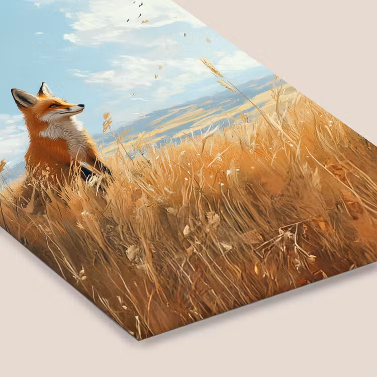 Poster met lijst - Vos - Gras - Wolken - Oranje — 7