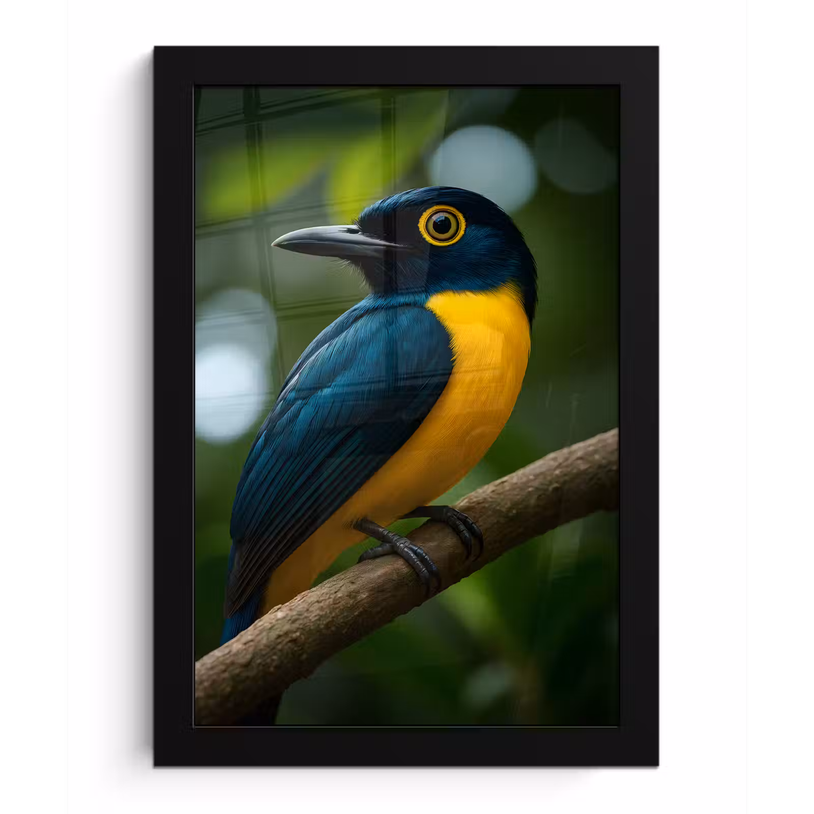 Poster met lijst - Vogel - Tak - Geel - Bladeren — 1