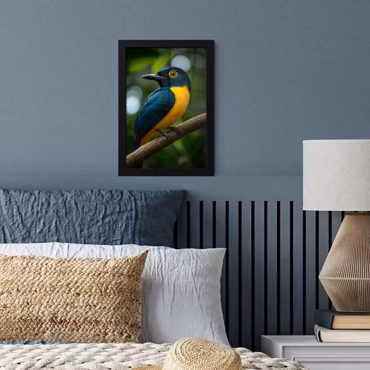 Poster met lijst - Vogel - Tak - Geel - Bladeren — 3