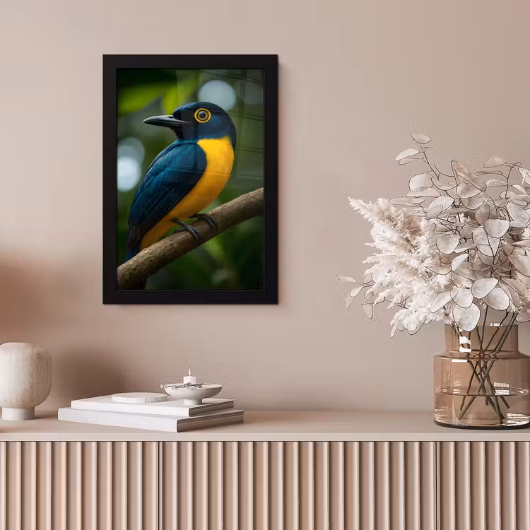 Poster met lijst - Vogel - Tak - Geel - Bladeren — 5