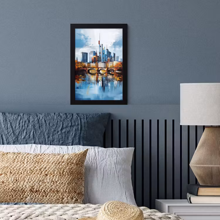 Poster met lijst - Bomen Frankfurt- Stad - Skyline - Brug — 3