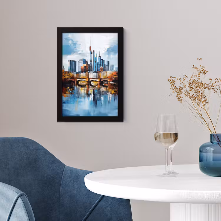 Poster met lijst - Bomen Frankfurt- Stad - Skyline - Brug — 4