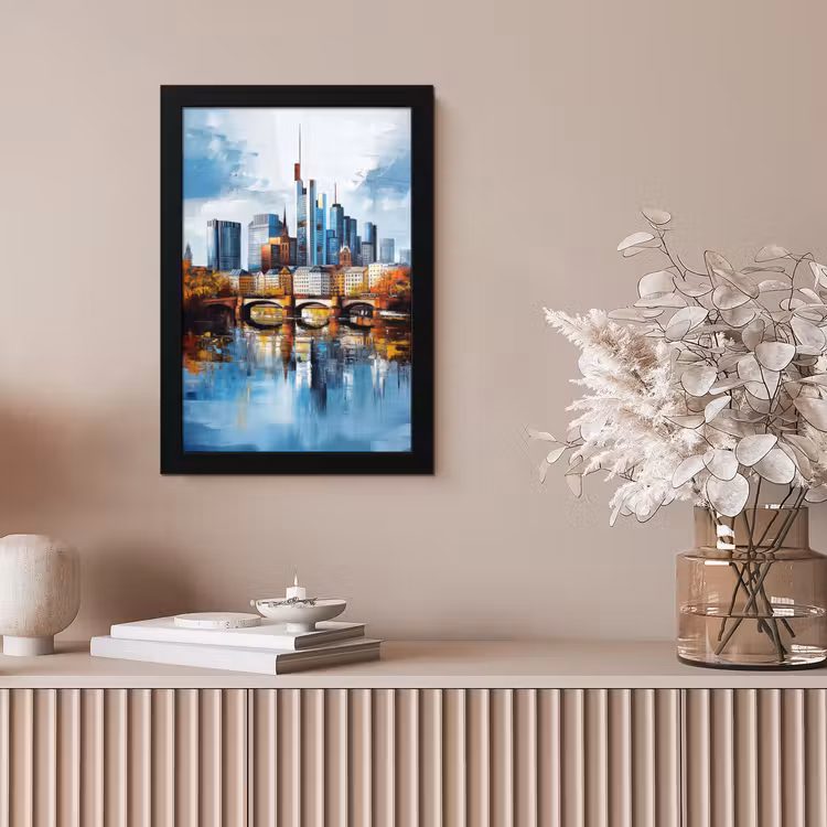 Poster met lijst - Bomen Frankfurt- Stad - Skyline - Brug — 5