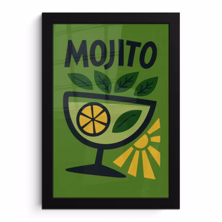 Poster met lijst - Mojito - Cocktail - Citroen - Groen — 1