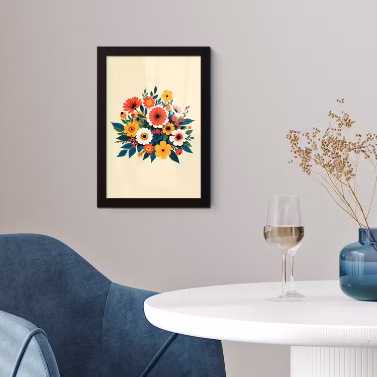 Poster met lijst - Boeket - Bladeren - Illustratie - Kleurrijk — 4