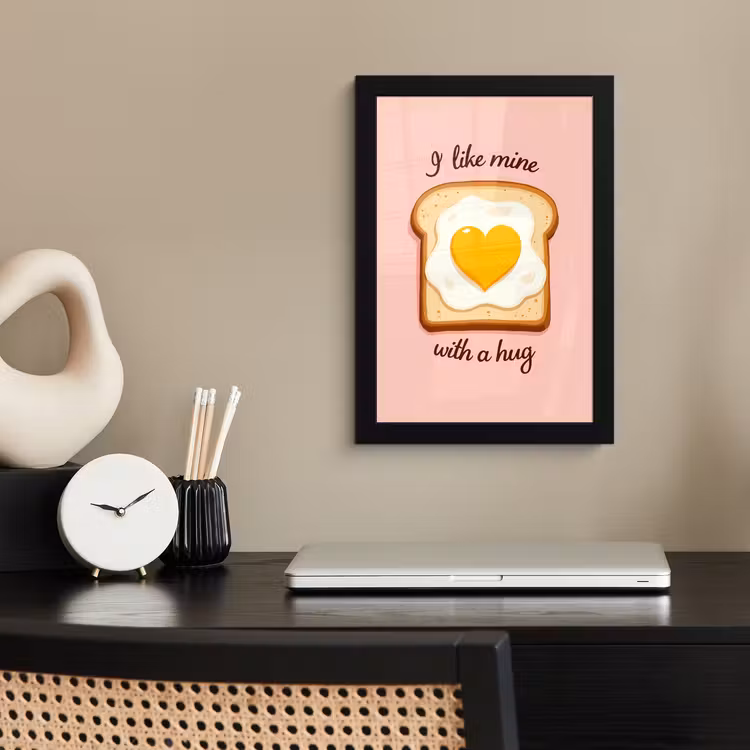Poster met lijst - Brood - Illustratie - Quote - Roze — 2