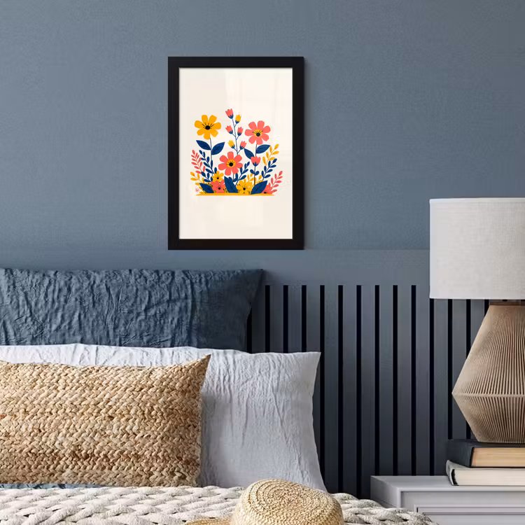 Poster met lijst - Illustratie - Bloemen - Bladeren - Roze — 3