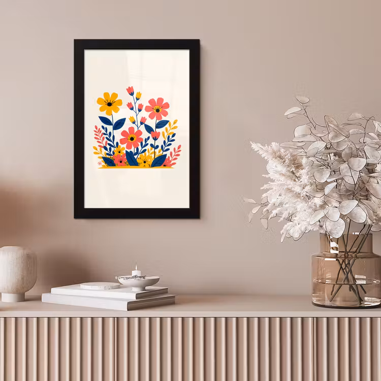 Poster met lijst - Illustratie - Bloemen - Bladeren - Roze — 5