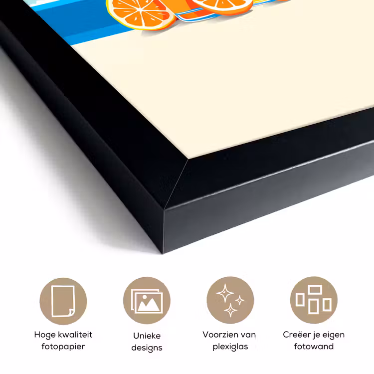 Poster met lijst - Sinaasappels - Ijsblokjes -  Zee - Illustratie — 6