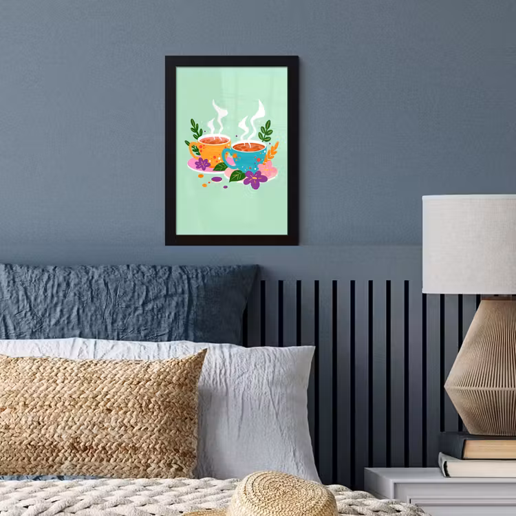 Poster met lijst - Thee - Illustratie - Kopjes - Bloemen — 3