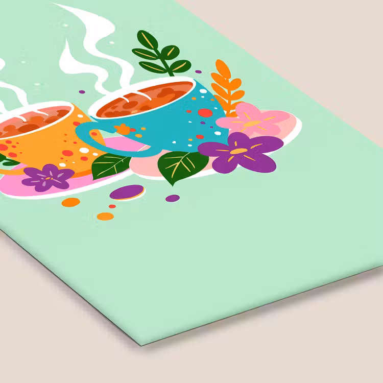 Poster met lijst - Thee - Illustratie - Kopjes - Bloemen — 7