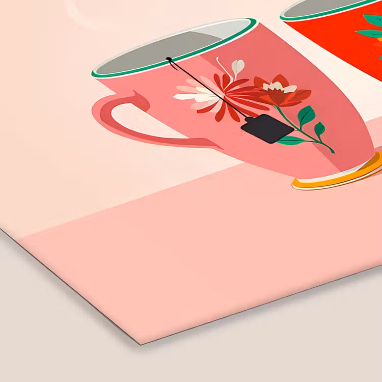 Poster met lijst - Theekopjes - Bloemmotieven - Roze - Theezakjes — 7