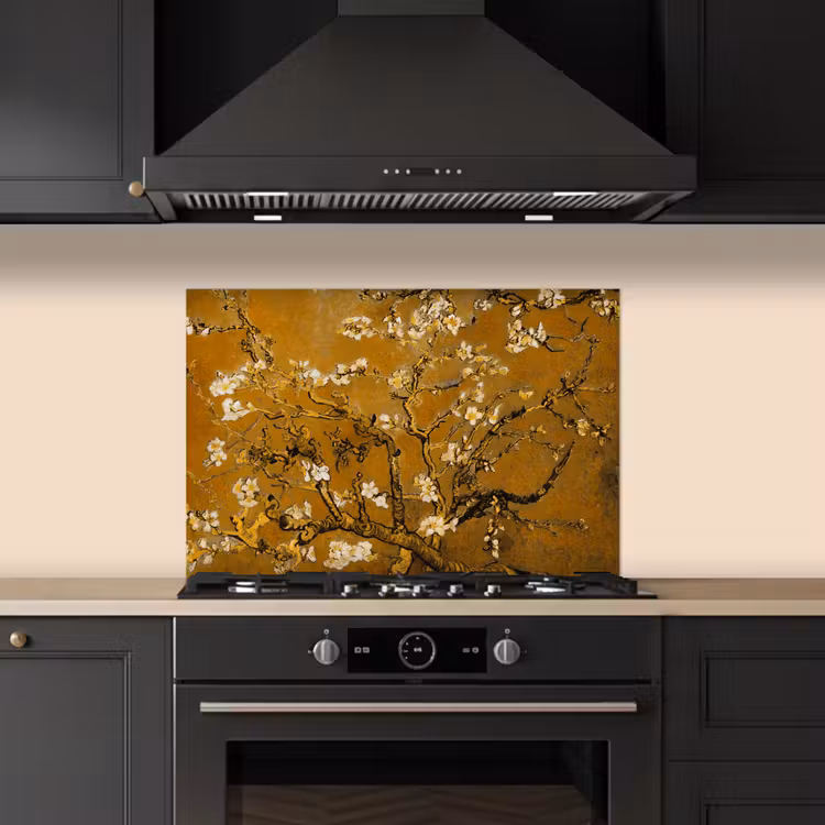 Spatscherm keuken - Amandelbloesem - Kunst - Van Gogh - Goud — 2