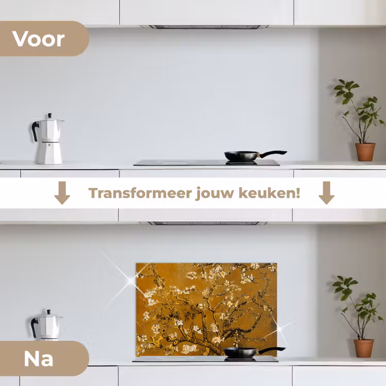 Spatscherm keuken - Amandelbloesem - Kunst - Van Gogh - Goud — 3