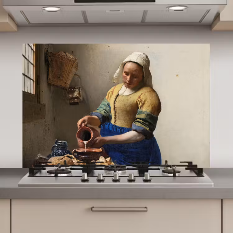 Spatscherm keuken - Het melkmeisje - Schilderij van Johannes Vermeer — 1