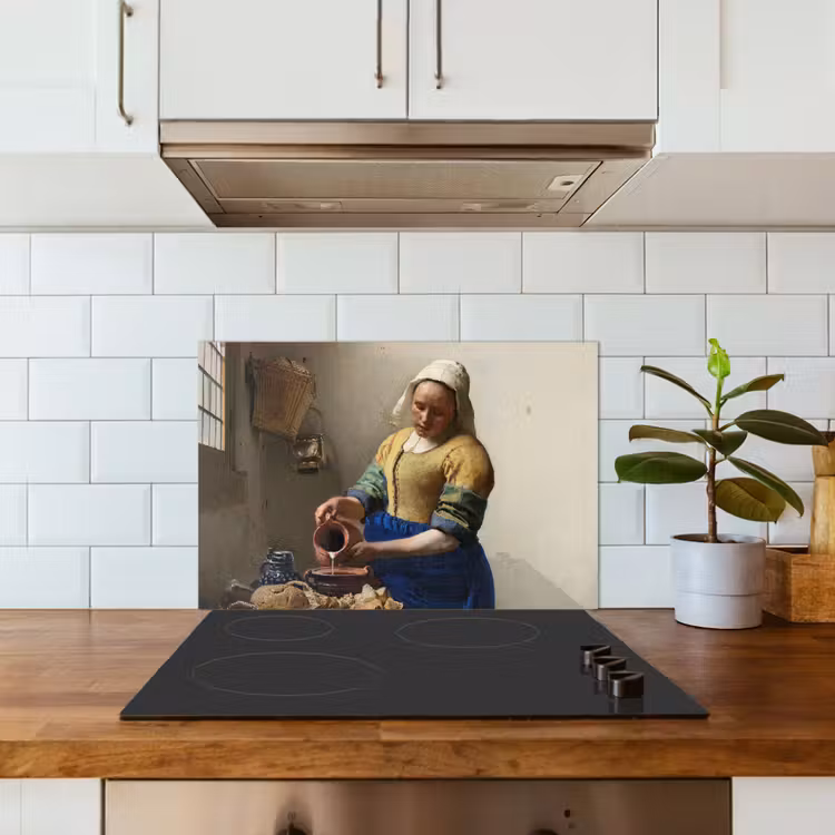 Spatscherm keuken - Het melkmeisje - Schilderij van Johannes Vermeer — 6