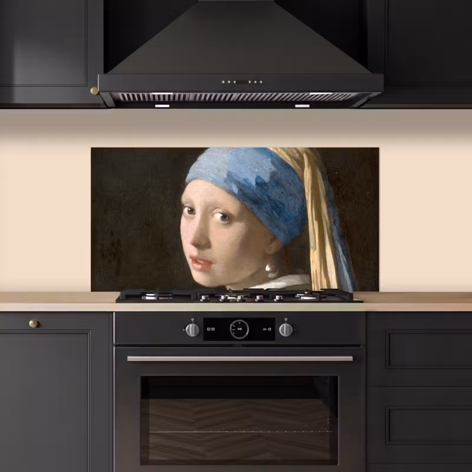 Spatscherm keuken - Meisje met de Parel - Schilderij van Johannes Vermeer — 1