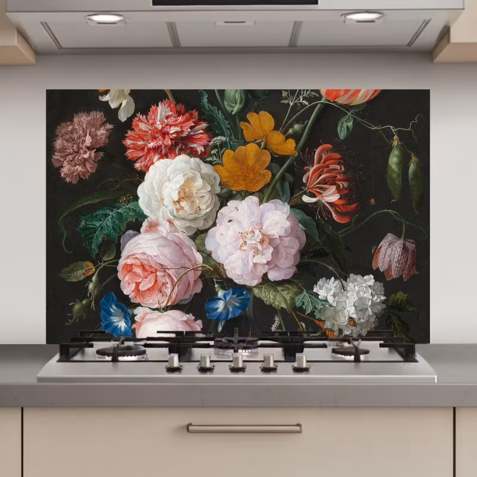 Spatscherm keuken - Stilleven met bloemen in een glazen vaas - Schilderij van Jan Davidsz. de Heem — 1
