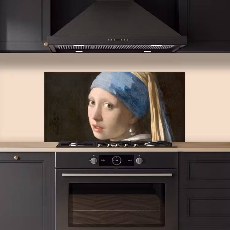 Spatscherm keuken - Meisje met de Parel - Schilderij van Johannes Vermeer — 1