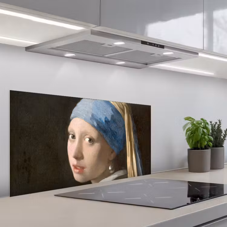 Spatscherm keuken - Meisje met de Parel - Schilderij van Johannes Vermeer — 4