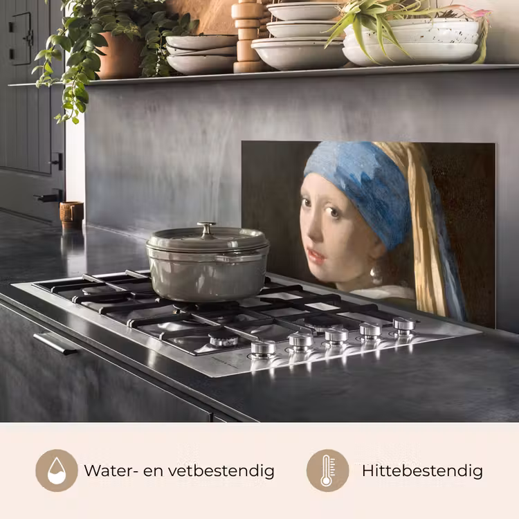 Spatscherm keuken - Meisje met de Parel - Schilderij van Johannes Vermeer — 6