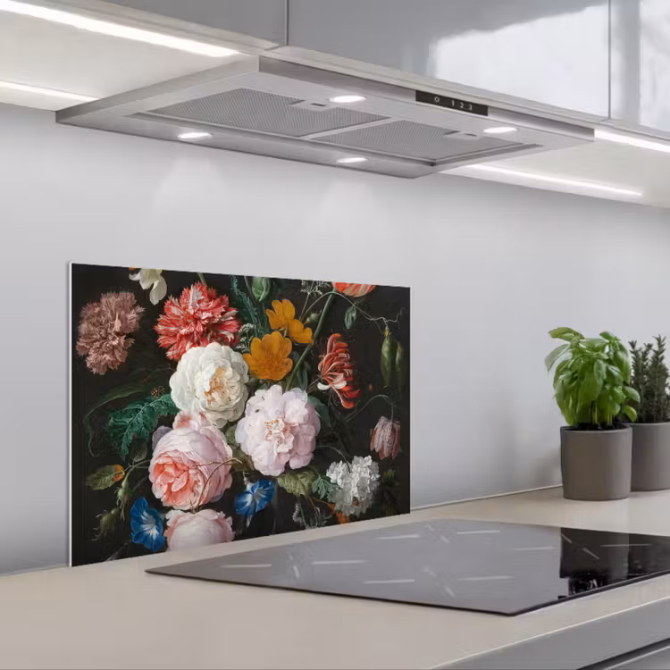 Spatscherm keuken - Stilleven met bloemen in een glazen vaas - Schilderij van Jan Davidsz. de Heem — 5