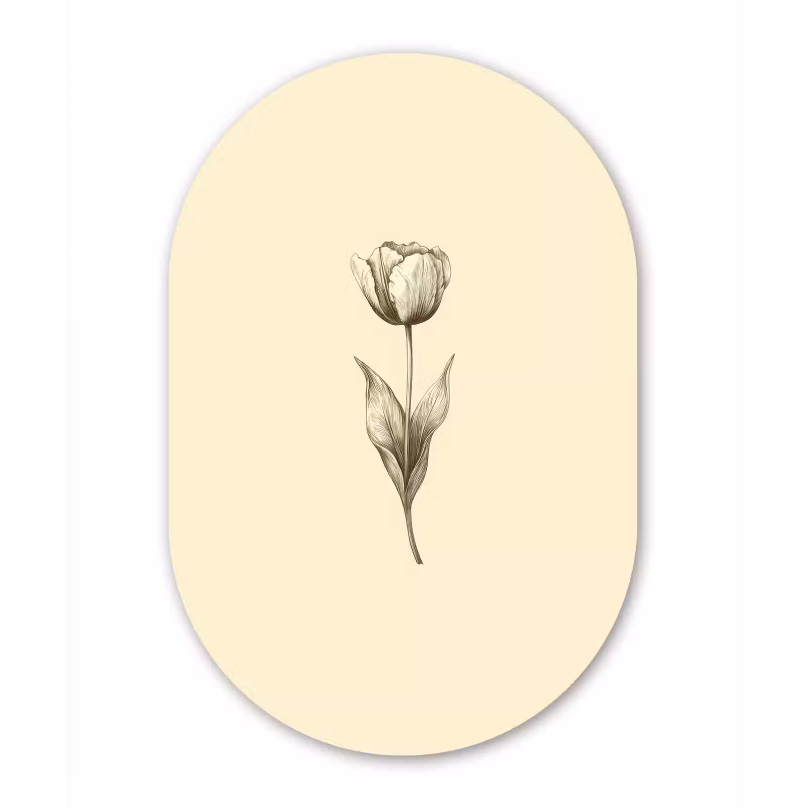 Muurovaal - aluminium - Illustratie - Tulp - Zwart — 1