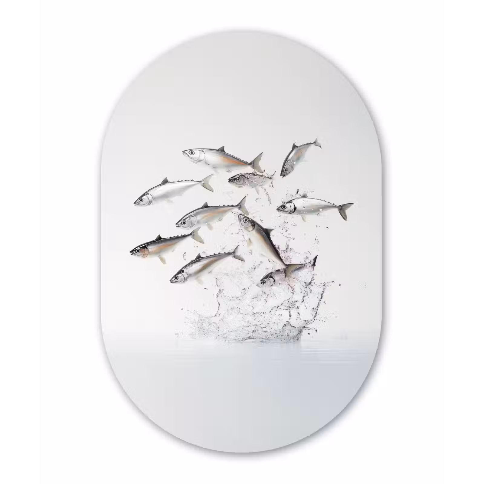 Muurovaal - aluminium - Vissen - Water - Wit — 1