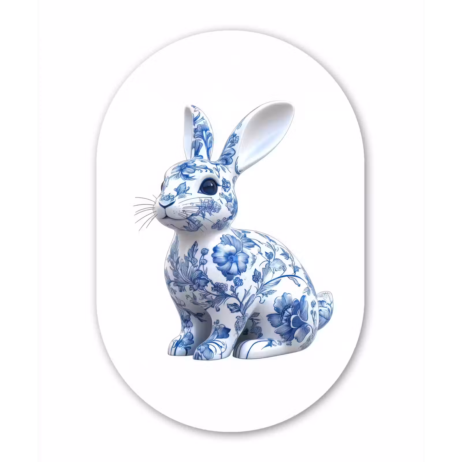Muurovaal - aluminium - Delftsblauw - Haasje - Wit — 1