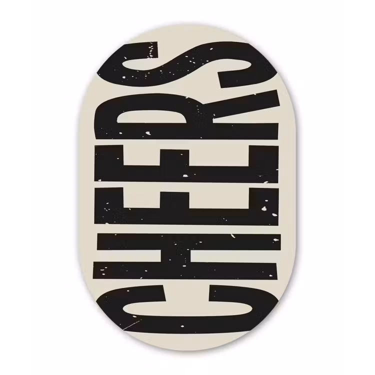 Muurovaal - aluminium - Cheers - Japandi - Zwart - Letters — 1