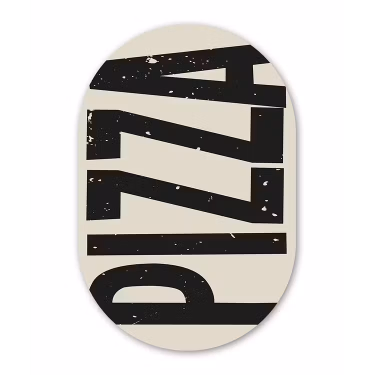 Muurovaal - aluminium - Pizza - Decoratie - Japandi - Vintage — 1