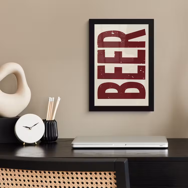 Poster met lijst - Japandi - Beer - Red - Retro — 2