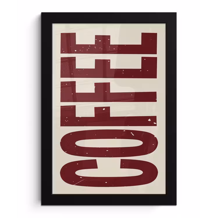 Poster met lijst - Koffie -Japandi - Rood - Vintage — 1