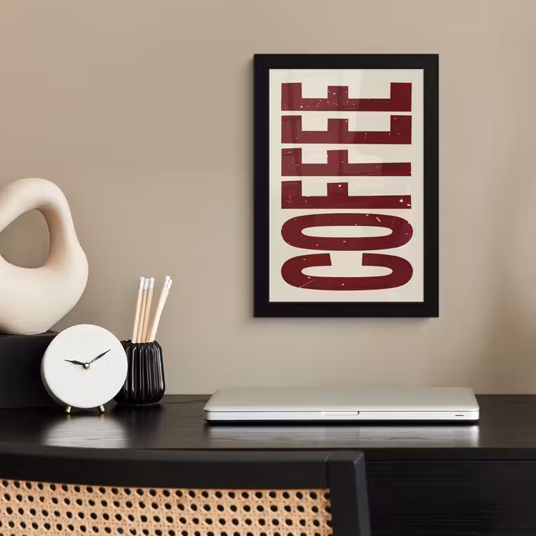 Poster met lijst - Koffie -Japandi - Rood - Vintage — 2